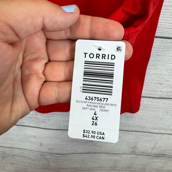 Torrid Belle Isle Plus Size Red "Meet Me In Montauk" Crew Graphic Tee Size 4X - Picture 4 of 7